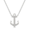 1/10 Ctw Anchor Round Cut Diamond Petite Fashion Pendant With Chain in 10K White Gold