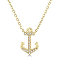1/10 Ctw Anchor Round Cut Diamond Petite Fashion Pendant With Chain in 10K Yellow Gold