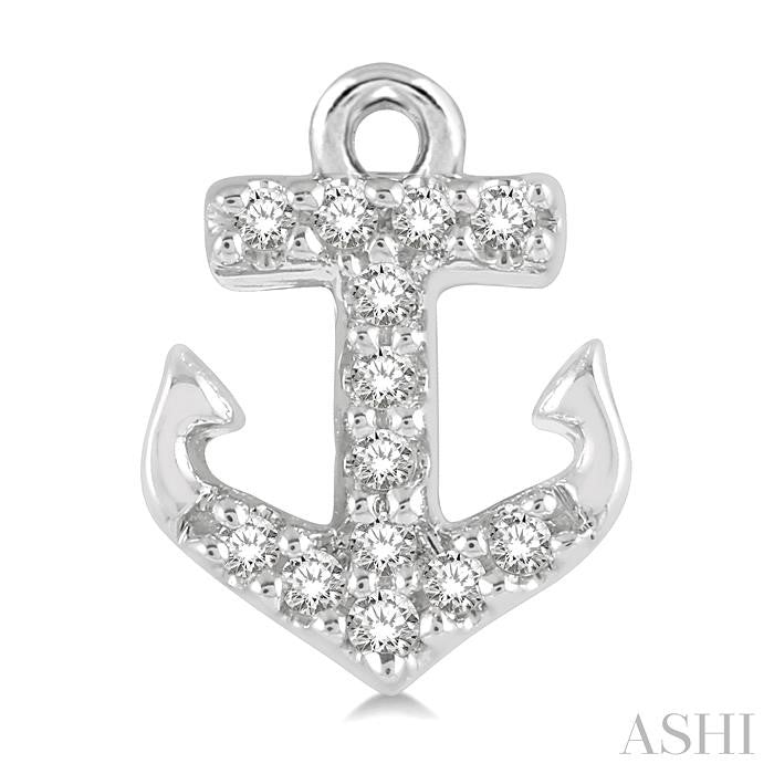 1/10 Ctw Anchor Round Cut Diamond Petite Fashion Earrings in 14K White Gold