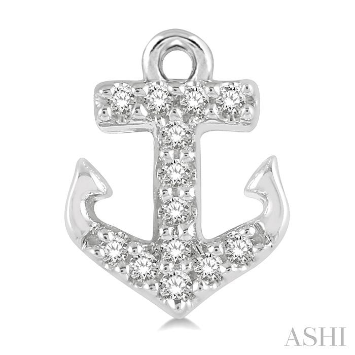1/10 Ctw Anchor Round Cut Diamond Petite Fashion Earrings in 10K White Gold
