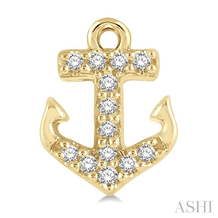 1/10 Ctw Anchor Round Cut Diamond Petite Fashion Earrings in 10K Yellow Gold
