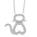 1/6 Ctw Cat Shape Petite Round Cut Diamond Fashion Pendant With Chain in 10K White Gold