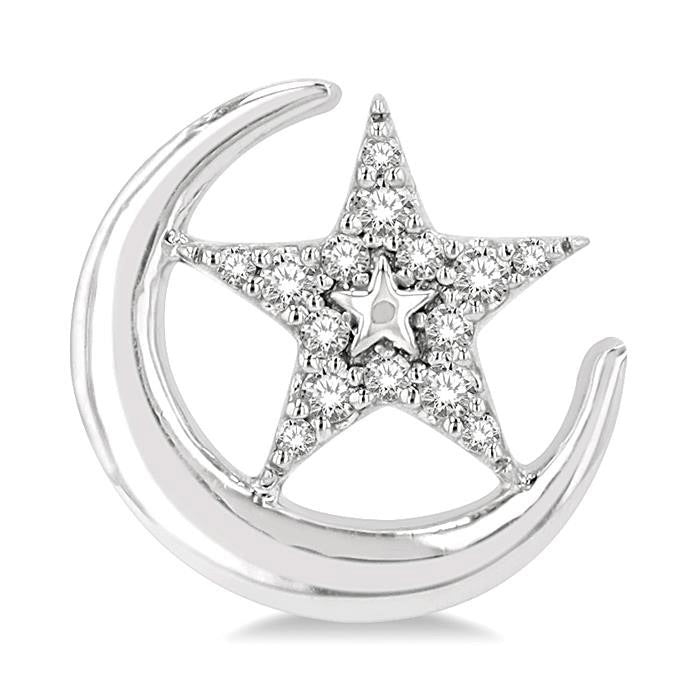 Crescent Moon & Star Petite Diamond Fashion Earrings