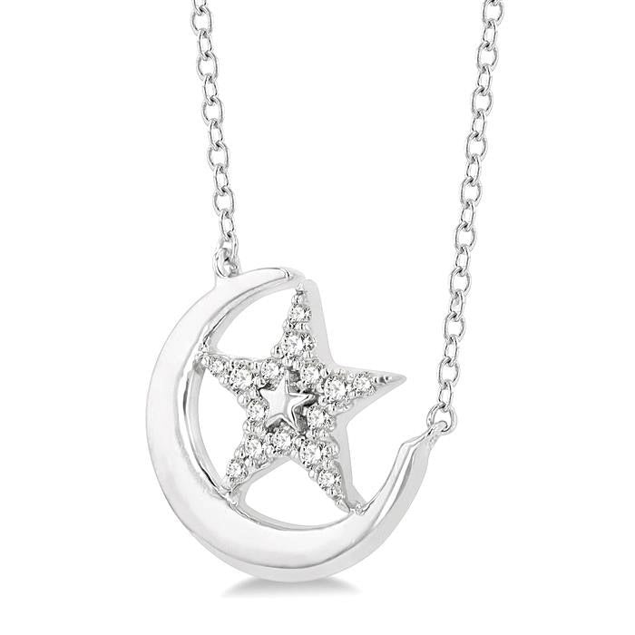 Halcyon Sovereign Crescent Moon & Star Petite Diamond Fashion Pendant