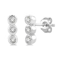 1/10 Ctw Petite Bezel Set Round Cut Diamond Fashion Stud Earrings in 10K White Gold