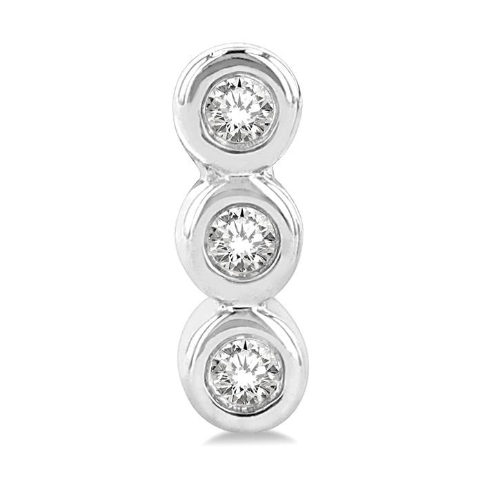 1/10 Ctw Petite Bezel Set Round Cut Diamond Fashion Stud Earrings in 10K White Gold