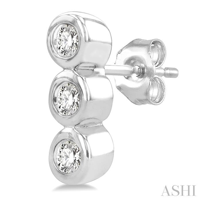 1/10 Ctw Petite Bezel Set Round Cut Diamond Fashion Stud Earrings in 10K White Gold