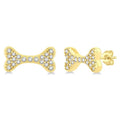 1/6 Ctw Dog Bone Petite Round Cut Diamond Fashion Stud Earrings in 10K Yellow Gold