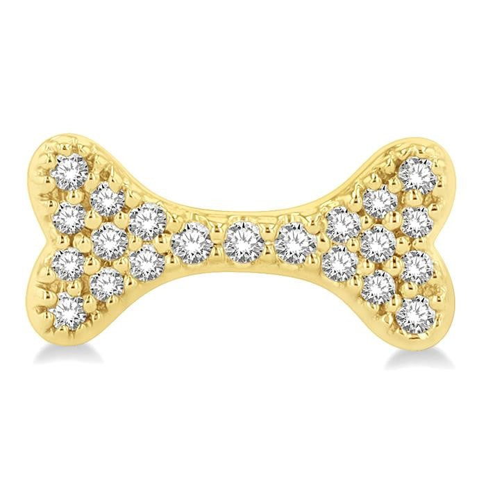 1/6 Ctw Dog Bone Petite Round Cut Diamond Fashion Stud Earrings in 10K Yellow Gold