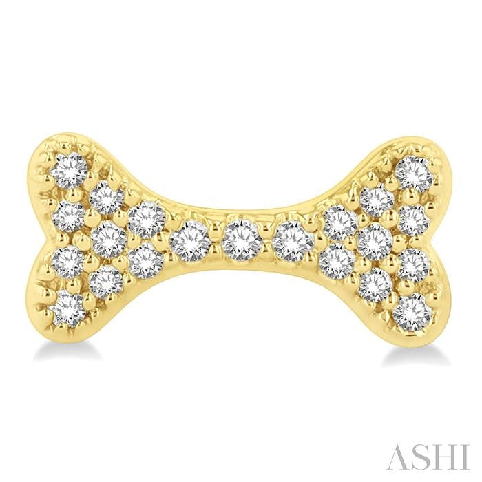 1/6 Ctw Dog Bone Petite Round Cut Diamond Fashion Stud Earrings in 10K Yellow Gold