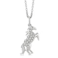 1/8 Ctw Petite Horse Round Cut Diamond Fashion Pendant With Chain in 10K White Gold