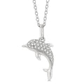 1/10 Ctw Petite Nautical Dolphin Round Cut Diamond Fashion Pendant With Chain in 10K White Gold