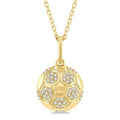 1/6 Ctw Petite Soccer Ball Round Cut Diamond Fashion Pendant With Chain in 10K Yellow Gold