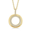 1/10 Ctw Petite Twin Circle Round Cut Diamond Fashion Pendant With Chain in 10K Yellow Gold
