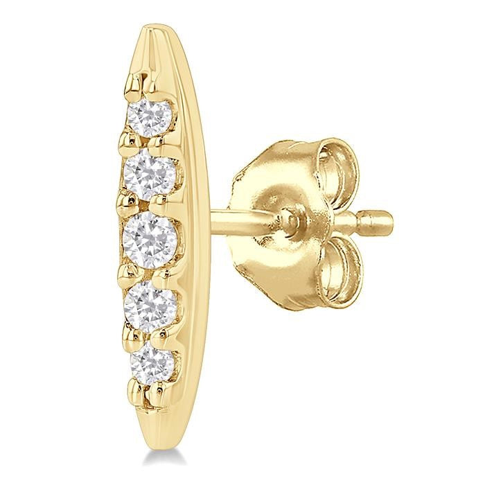 1/10 Ctw Petite Boat Shape Round Cut Diamond Fashion Stud Earrings in 10K Yellow Gold