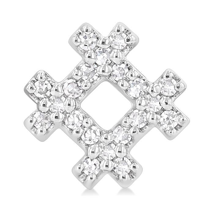 1/8 Ctw Petite Hashtag Motif Round Cut Diamond Fashion Earrings in 10K White Gold