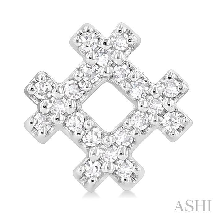 1/8 Ctw Petite Hashtag Motif Round Cut Diamond Fashion Earrings in 10K White Gold