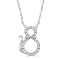 1/10 Ctw Cat Shape Petite Round Cut Diamond Fashion Pendant With Chain in 10K White Gold