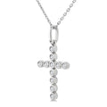 Delphine River Cross Bezel Set Petite Diamond Fashion Pendant