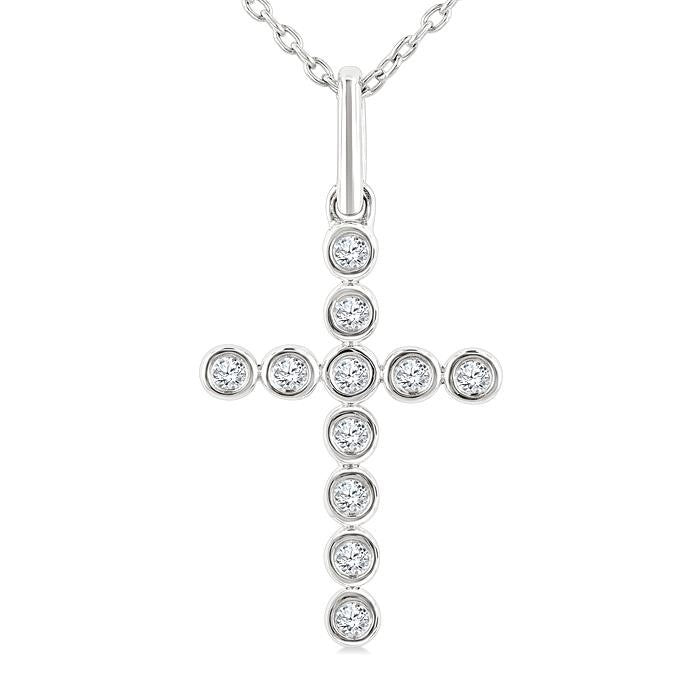 Delphine River Cross Bezel Set Petite Diamond Fashion Pendant