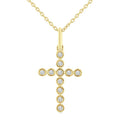 1/10 Ctw Round Cut Diamond Bezel Set Cross Petite Pendant With Chain in 10K Yellow Gold