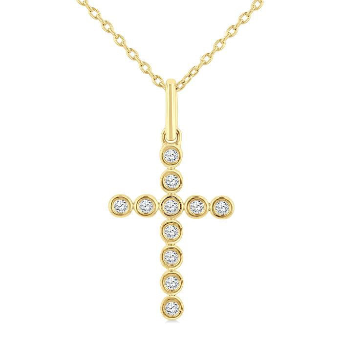 Velour Kestrel Cross Bezel Set Petite Diamond Fashion Pendant