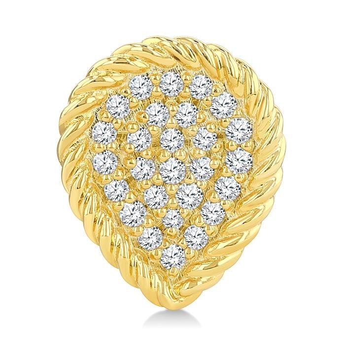 1/5 Ctw Pear Shape Rope Border Round Cut Diamond Fashion Stud Earrings in 10K Yellow Gold