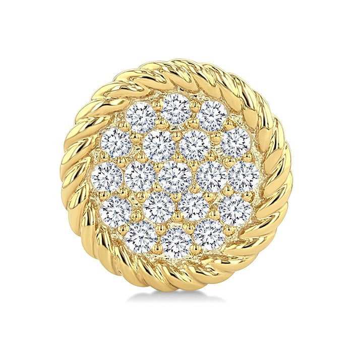 1/5 Ctw Round Cut Diamond Rope Border Circle Motif Fashion Stud Earrings in 10K Yellow Gold
