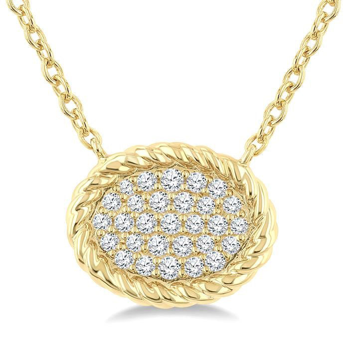 Pave-Set Oval Shape Rope Diamond Fashion Pendant