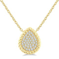 1/5 Ctw Pave Set Pear Shape Round Cut Diamond Fashion Pendant With Chain in 10K Yellow Gold