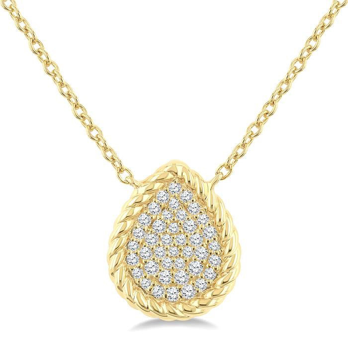 Pave-Set Pear Shape Rope Diamond Fashion Pendant