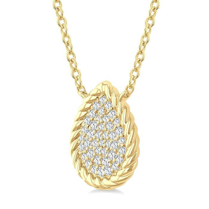 Pave-Set Pear Shape Rope Diamond Fashion Pendant