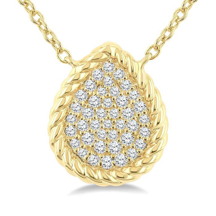Pave-Set Pear Shape Rope Diamond Fashion Pendant