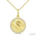 1/10 Ctw Round Cut Diamond Pirouette Dollar Fluted Pendant With Chain in 10K Yellow Gold