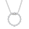 1/10 Ctw Round Cut Diamond Petite Circle Pendant With Chain in 10K White Gold