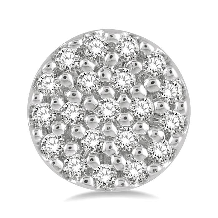 1/8 Ctw Disc Shape Round Cut Diamond Petite Fashion Earrings in 14K White Gold