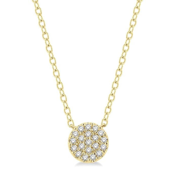 1/8 Ctw Disc Shape Round Cut Diamond Petite Fashion Pendant With Chain in 14K Yellow Gold