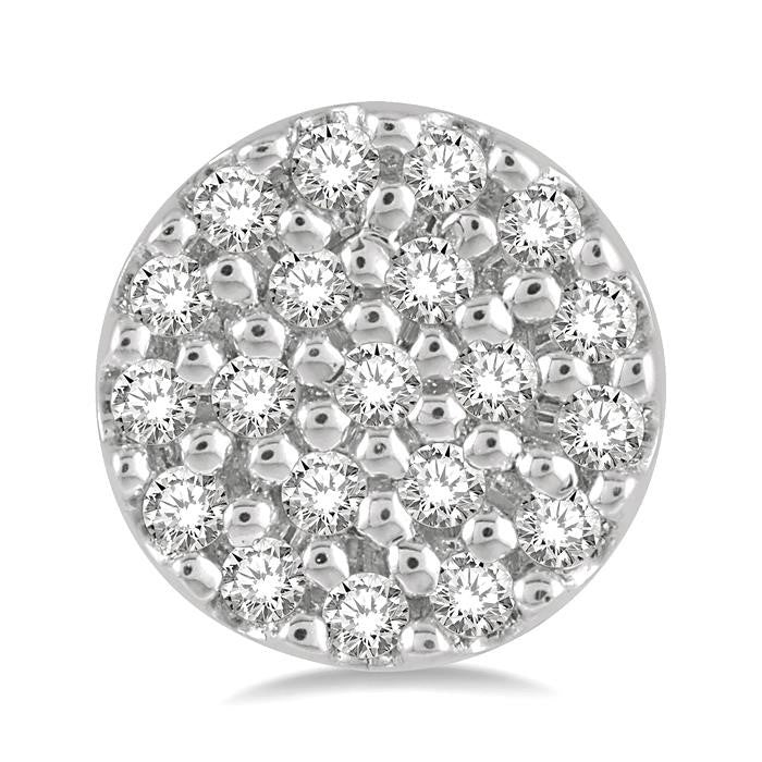1/8 Ctw Disc Shape Round Cut Diamond Petite Fashion Earrings in 10K White Gold