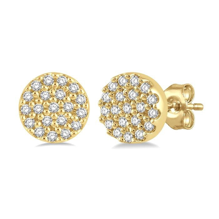1/8 Ctw Disc Shape Round Cut Diamond Petite Fashion Earrings in 10K Yellow Gold