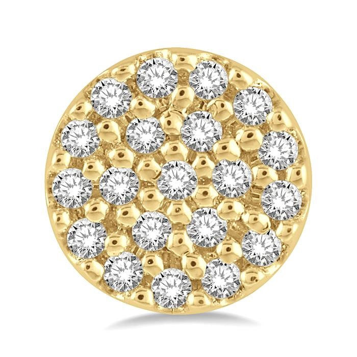 1/8 Ctw Disc Shape Round Cut Diamond Petite Fashion Earrings in 10K Yellow Gold