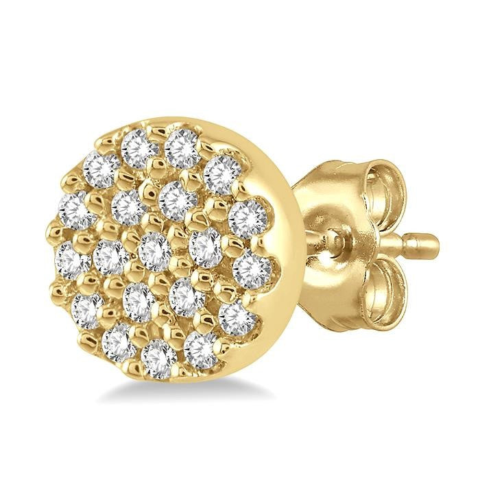1/8 Ctw Disc Shape Round Cut Diamond Petite Fashion Earrings in 10K Yellow Gold