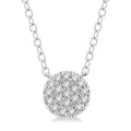 1/8 Ctw Disc Shape Round Cut Diamond Petite Fashion Pendant With Chain in 10K White Gold