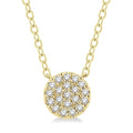 1/8 Ctw Disc Shape Round Cut Diamond Petite Fashion Pendant With Chain in 10K Yellow Gold