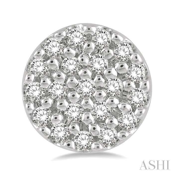 1/8 Ctw Disc Shape Round Cut Diamond Petite Fashion Earrings in 14K White Gold