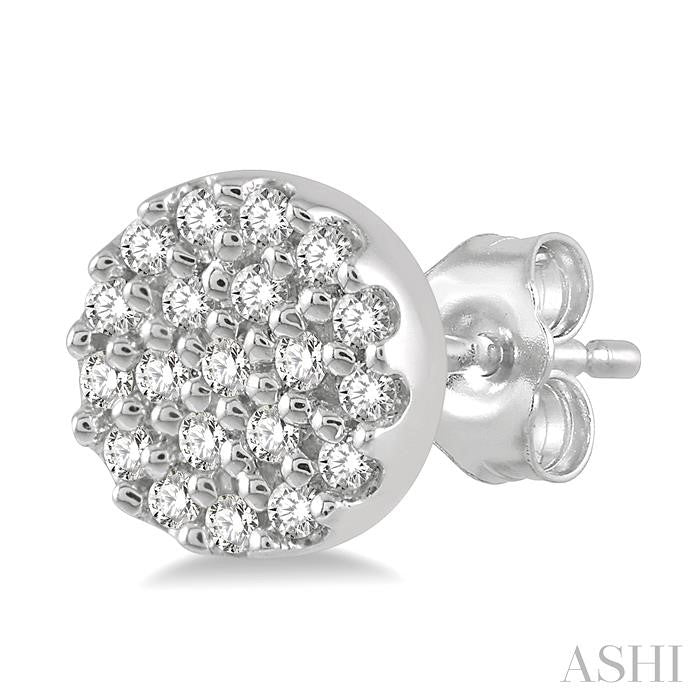 1/8 Ctw Disc Shape Round Cut Diamond Petite Fashion Earrings in 10K White Gold