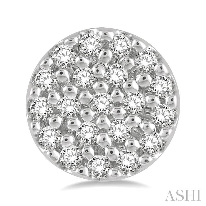 1/8 Ctw Disc Shape Round Cut Diamond Petite Fashion Earrings in 10K White Gold