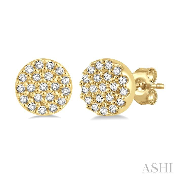 1/8 Ctw Disc Shape Round Cut Diamond Petite Fashion Earrings in 10K Yellow Gold
