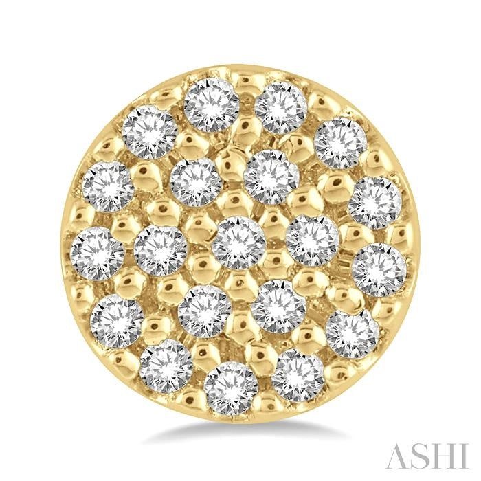 1/8 Ctw Disc Shape Round Cut Diamond Petite Fashion Earrings in 10K Yellow Gold