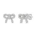1/8 Ctw Bow Tie Round Cut Diamond Petite Fashion Earrings in 14K White Gold