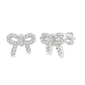 1/8 Ctw Bow Tie Round Cut Diamond Petite Fashion Earrings in 10K White Gold